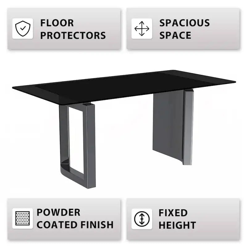Table de salle à manger avec plateau en pierre frittée/verre