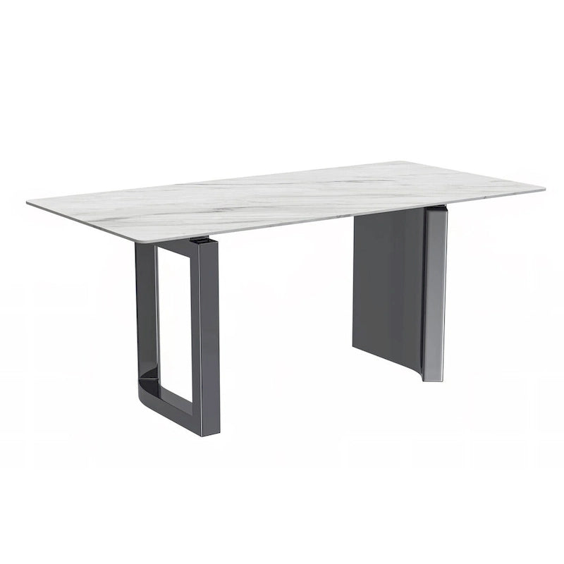 Table de salle à manger avec plateau en pierre frittée/verre