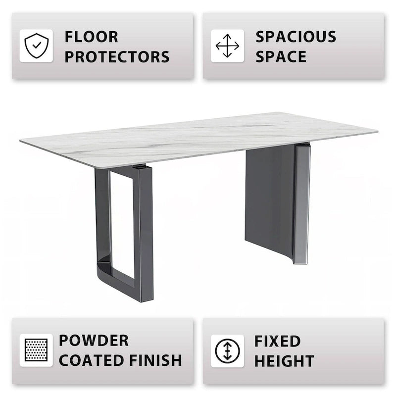 Table de salle à manger avec plateau en pierre frittée/verre