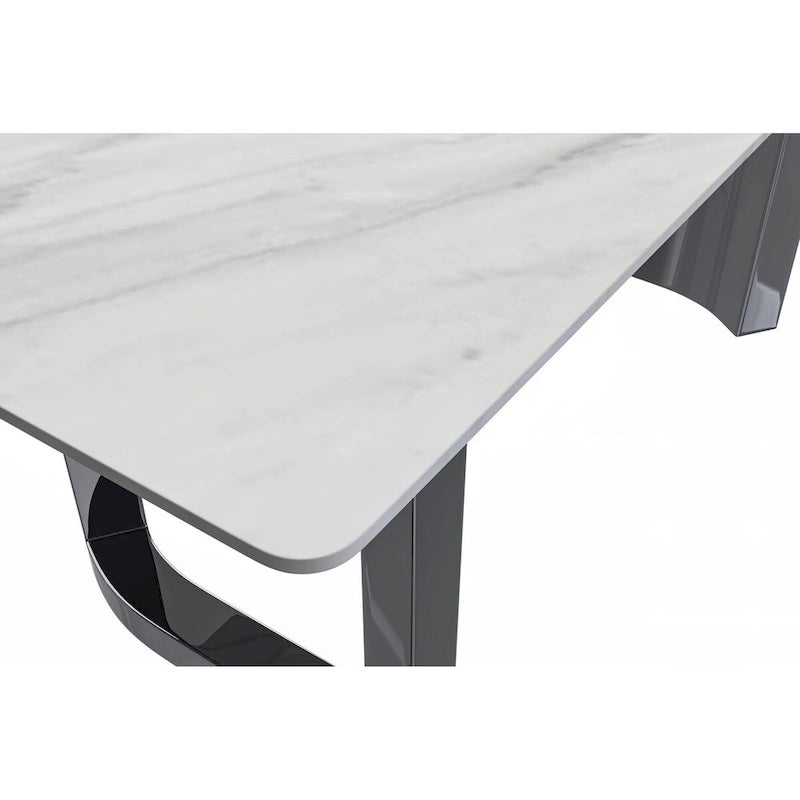 Table de salle à manger avec plateau en pierre frittée/verre
