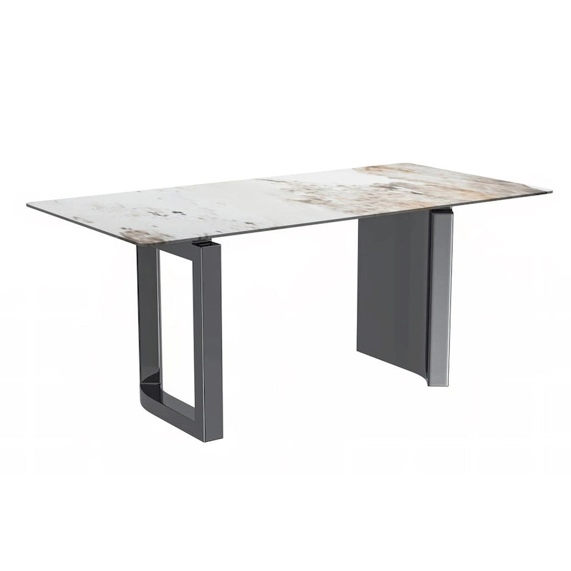 Table de salle à manger avec plateau en pierre frittée/verre