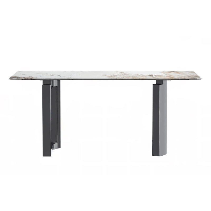 Table de salle à manger avec plateau en pierre frittée/verre