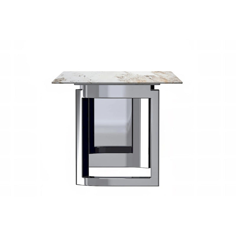Table de salle à manger avec plateau en pierre frittée/verre