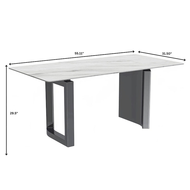 Table de salle à manger avec plateau en pierre frittée/verre