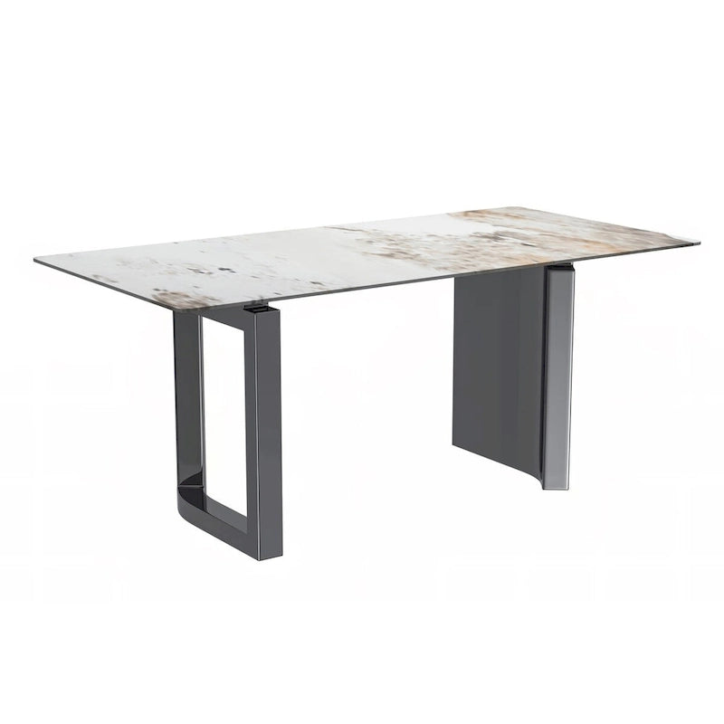 Table de salle à manger avec plateau en pierre frittée/verre