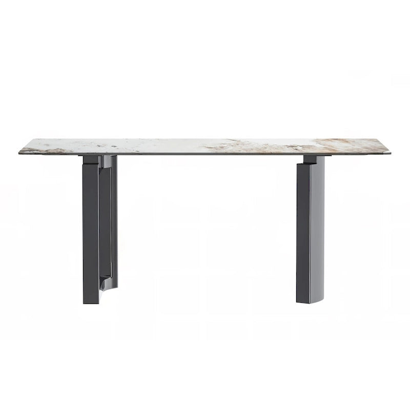 Table de salle à manger avec plateau en pierre frittée/verre