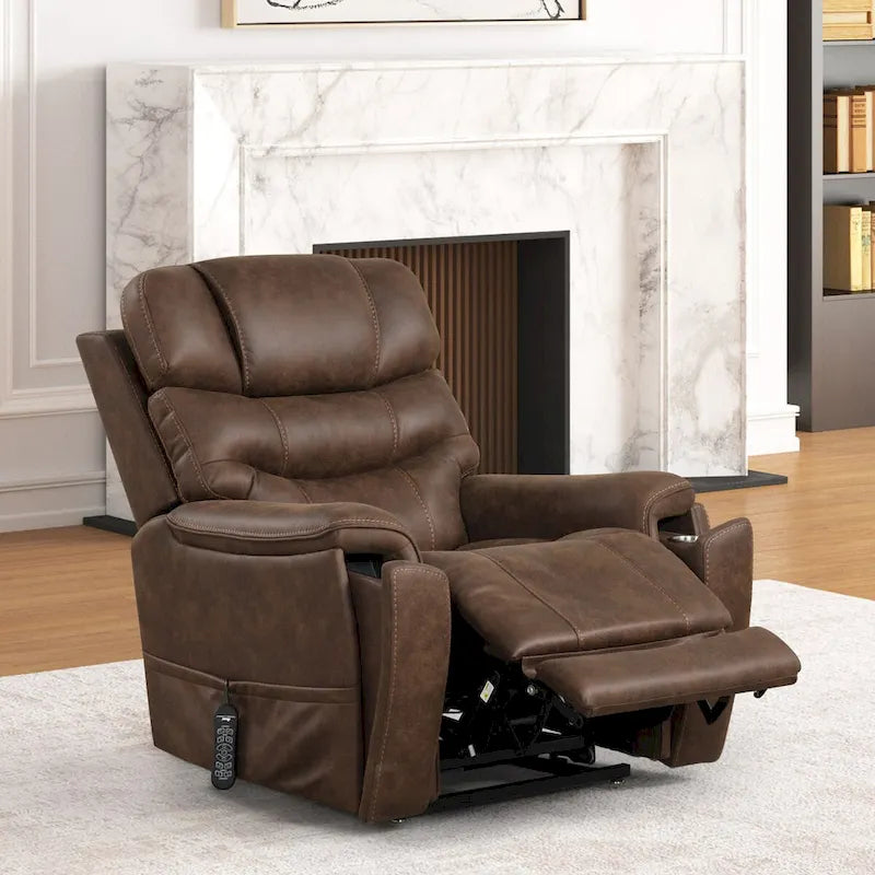 Fauteuil inclinable releveur à double moteur avec massage, rangement dissimulé et extension de repose-pieds
