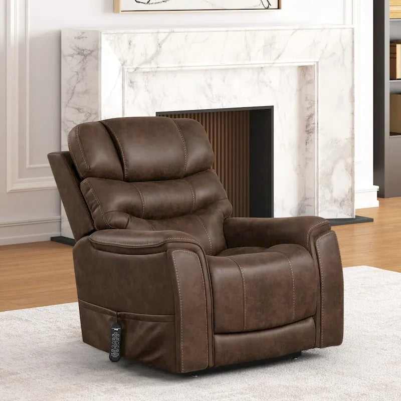 Fauteuil inclinable releveur à double moteur avec massage, rangement dissimulé et extension de repose-pieds