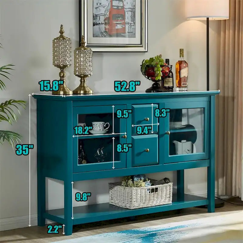 Buffet de 52 po avec étagères réglables, Armoire de rangement