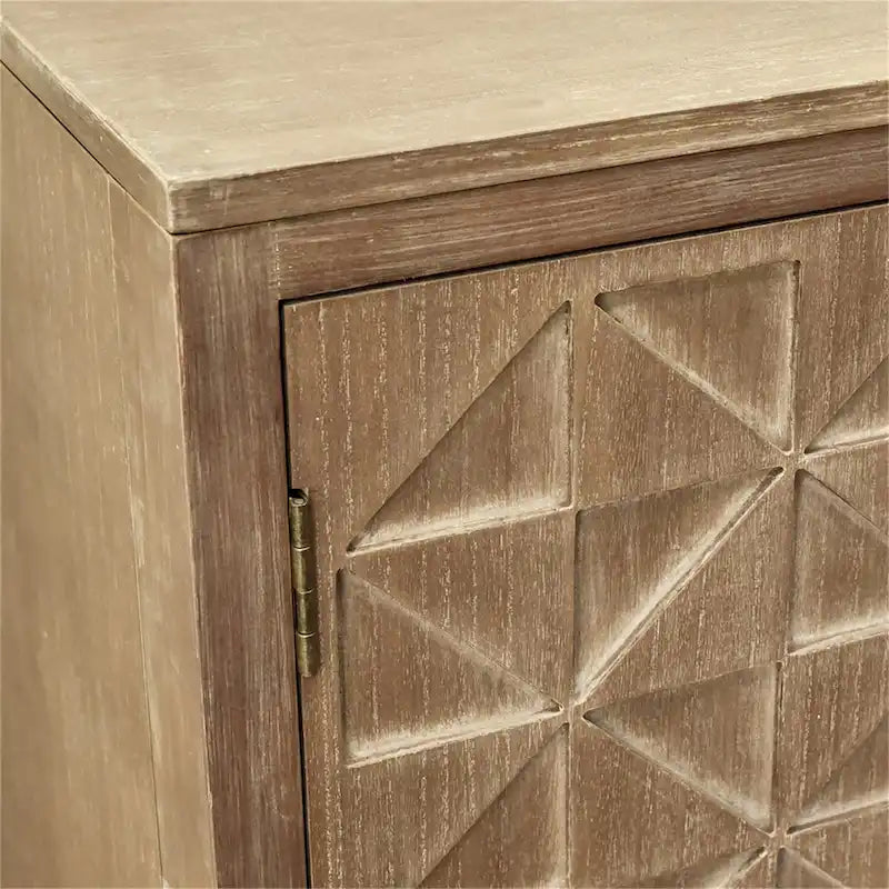 Meuble d'appoint 2 portes sculpté à la main, artisanat traditionnel