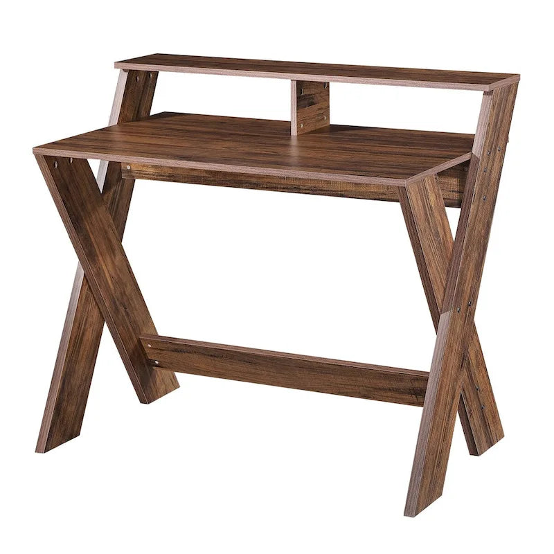 Bureau d'ordinateur en bois pour bureau à domicile avec étagère ouverte