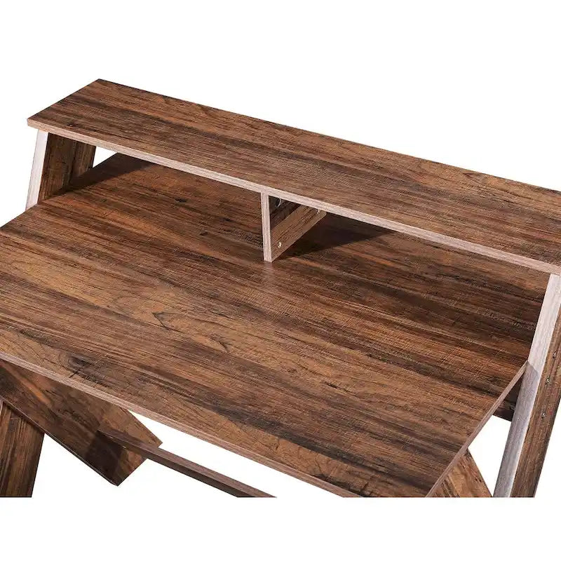 Bureau d'ordinateur en bois pour bureau à domicile avec étagère ouverte