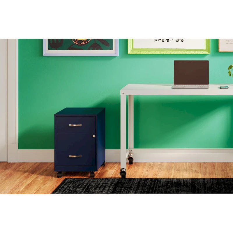 Classeur vertical mobile de 18 po de profondeur, 2 tiroirs, format lettre, avec tiroir à accessoires
