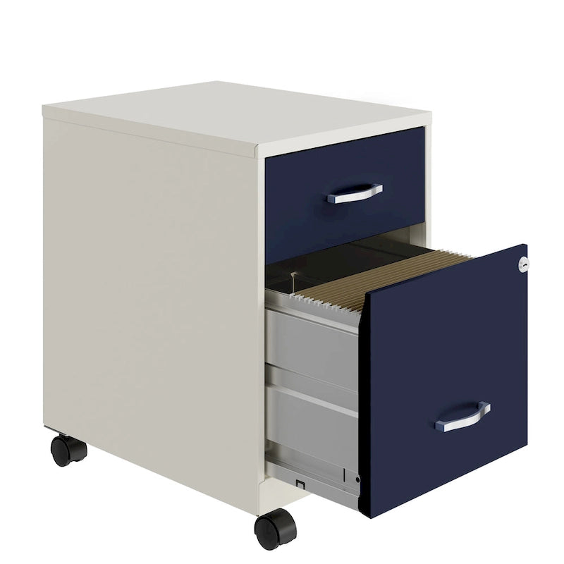 Classeur vertical mobile de 18 po de profondeur, 2 tiroirs, format lettre, avec tiroir à accessoires