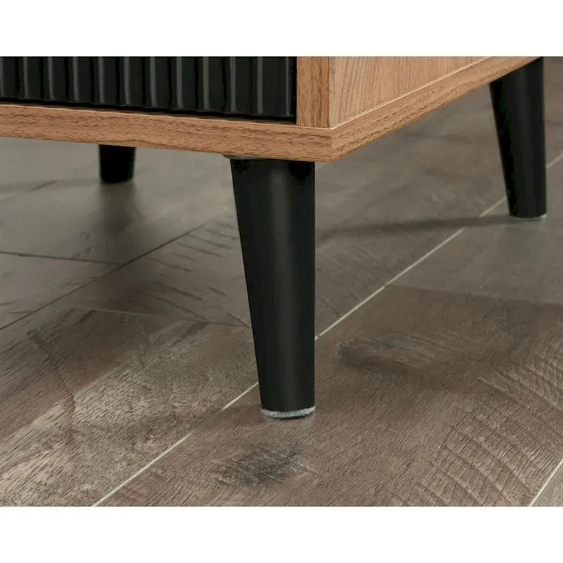 Bureau d'angle en L avec 3 tiroirs cannelés, Noyer Sérénité