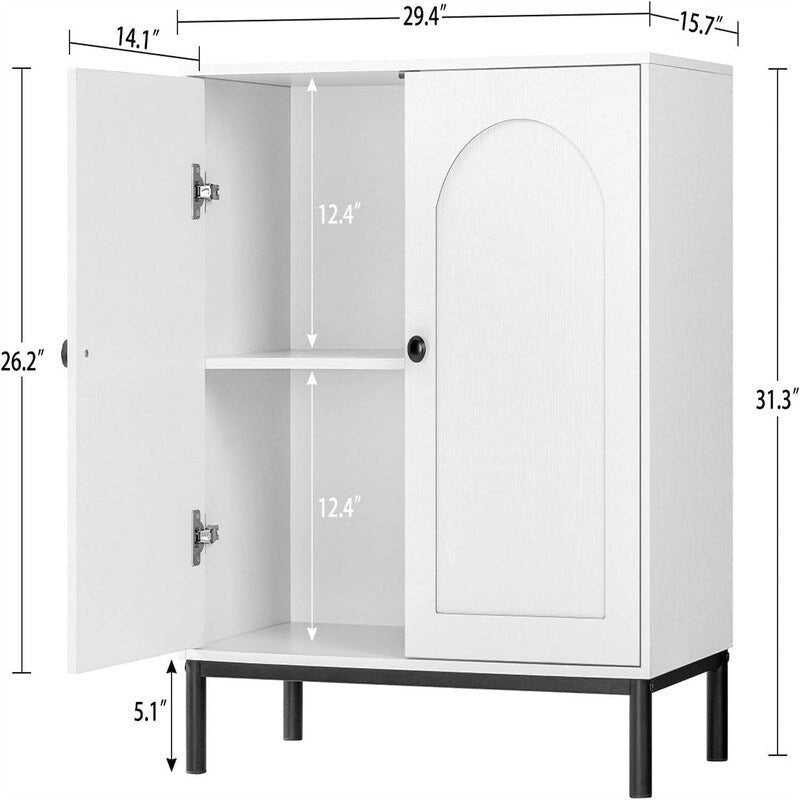 Meuble de rangement de salle de bain avec portes et étagères - 15,75P x 29,53L x 31,5H