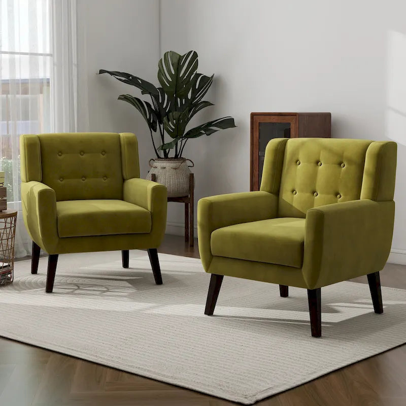 Lot de 2 fauteuils d'appoint en velours pour salon