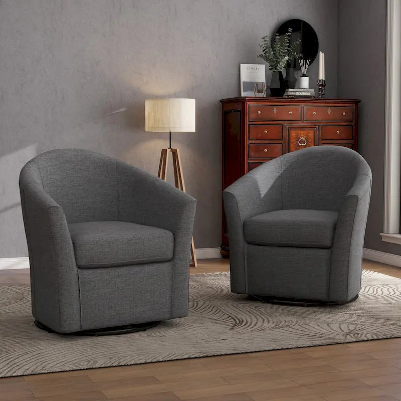 Lot de 2 fauteuils d’appoint modernes pivotants en forme de tonneau, rembourrés, pour le salon