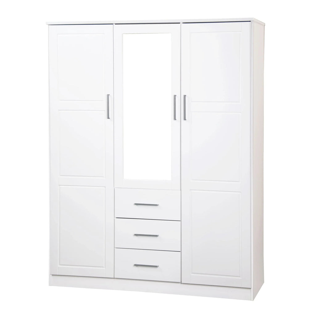 Armoire Palace Imports Cosmo à 3 portes en bois massif à 100 %, avec portes en bois massif ou miroirs