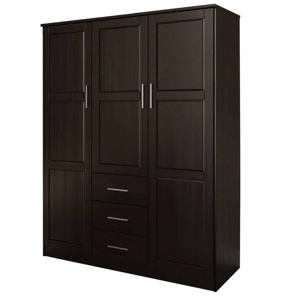 Armoire Palace Imports Cosmo à 3 portes en bois massif à 100 %, avec portes en bois massif ou miroirs