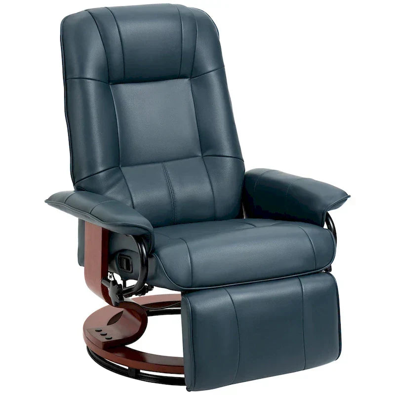 Fauteuil inclinable HomCom en similicuir avec base pivotante manuelle réglable et repose-pieds confortable et relaxant
